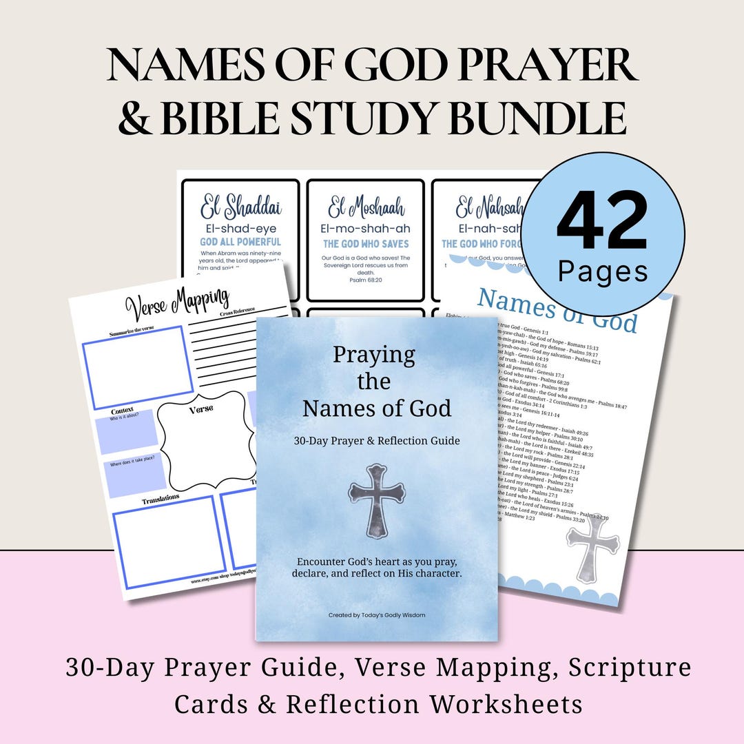 Praying the Names of God Digital Prayer Guide Bible Verse Mapping Template Scripture Cards ...