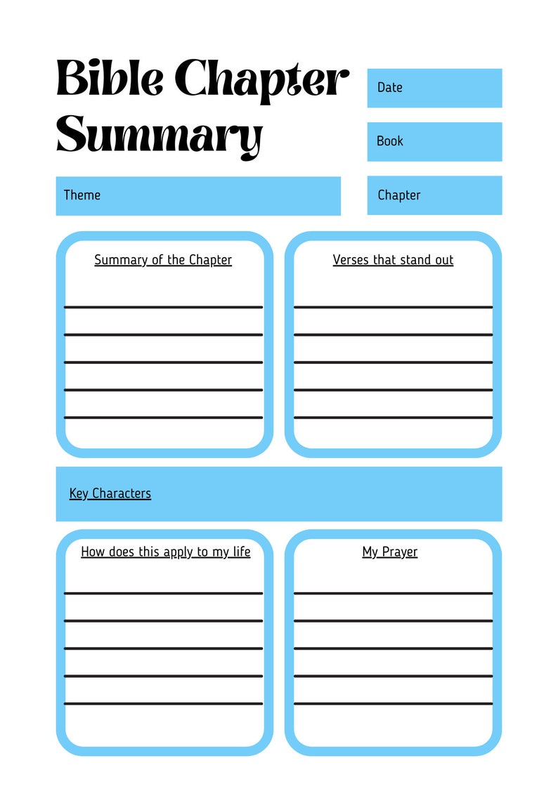 Bible Chapter Summary Template Bible Study for Men Women Etsy Bible Chapter Summary Template Bible Study for Men Women Etsy