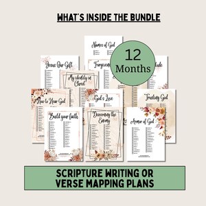 Bible Study Bundle Printable Prayer Journal Guide Christian Devotional Page Scripture Mapping Reflection Worksheet Monthly Calendar Verse image 3