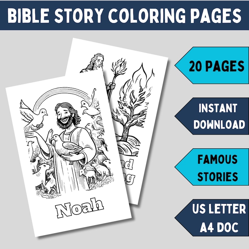 Bible Coloring Pages for Kids Bible Story Book Printable Activity Sheet ...