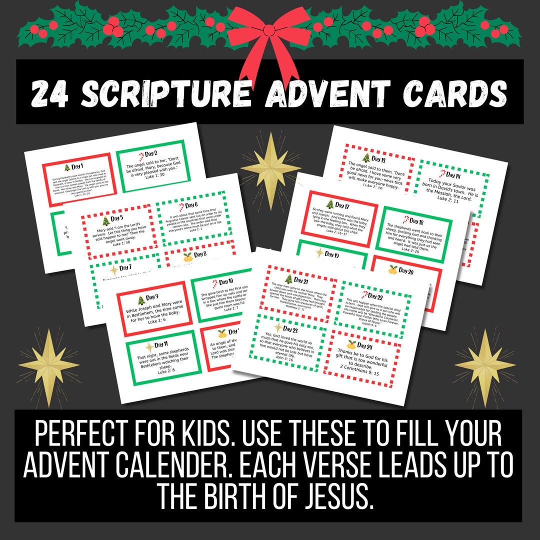 Christmas Scripture Advent Calendar Cards Printable Scripture Advent Christmas Scripture Advent Calendar Cards Printable Scripture Advent