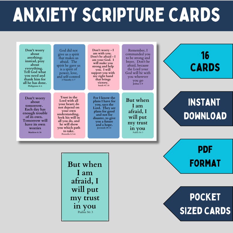 Printable pocket sized anxiety scripture cards