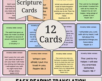 Anxiety Bible Verse Cards for Kids Printable Collection Encouraging Christian Affirmation Faith Based Therapy Support for Fear Verse Comfort