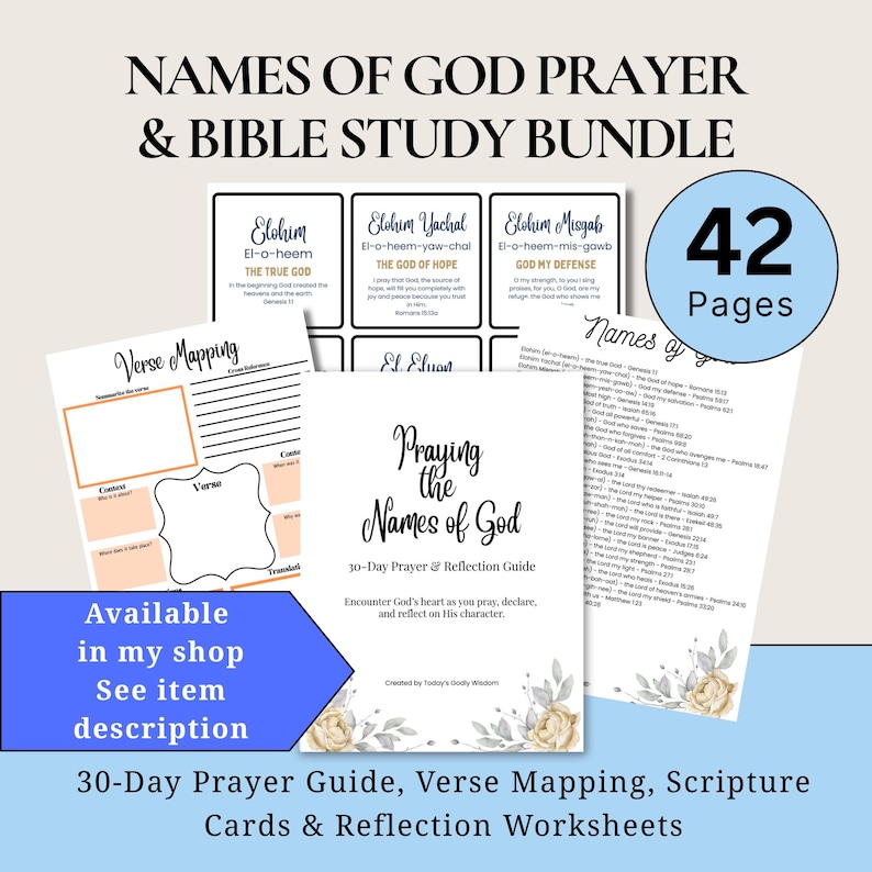 Names of God Printable Definition of Hebrew Names in the Bible Verse ...