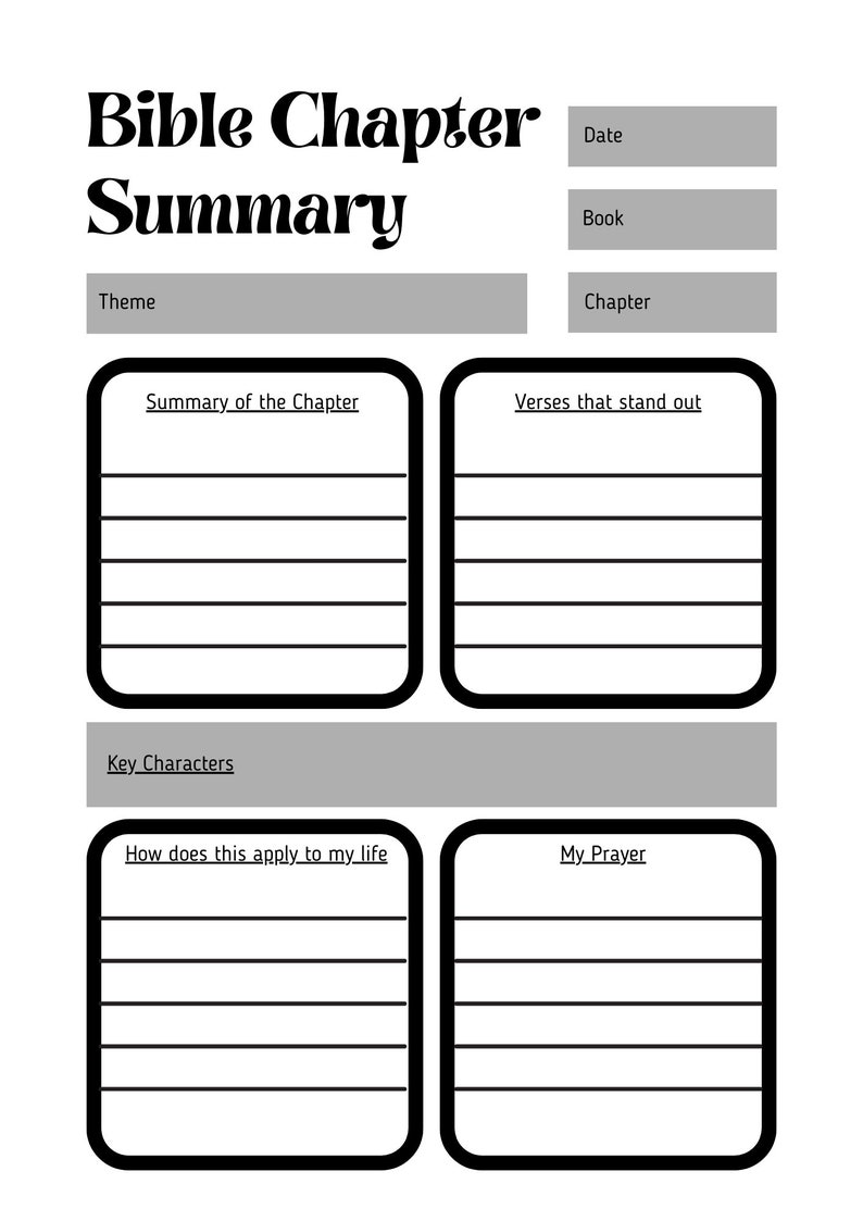 Bible Chapter Summary Template Bible Study for Men Women Etsy Bible Chapter Summary Template Bible Study for Men Women Etsy