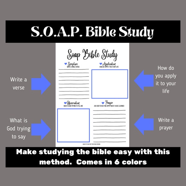 Soap bible study printable, bible study for men, women, teens, bible study journal, bible study notes, soap bible study guide