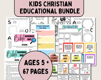 Christian Activity Bundle Bible Worksheet Printable Resource Homeschool Study Prayer Journal Children Devotional Kit Sunday School Material