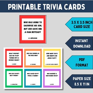 Kids bible trivia card game for game night.