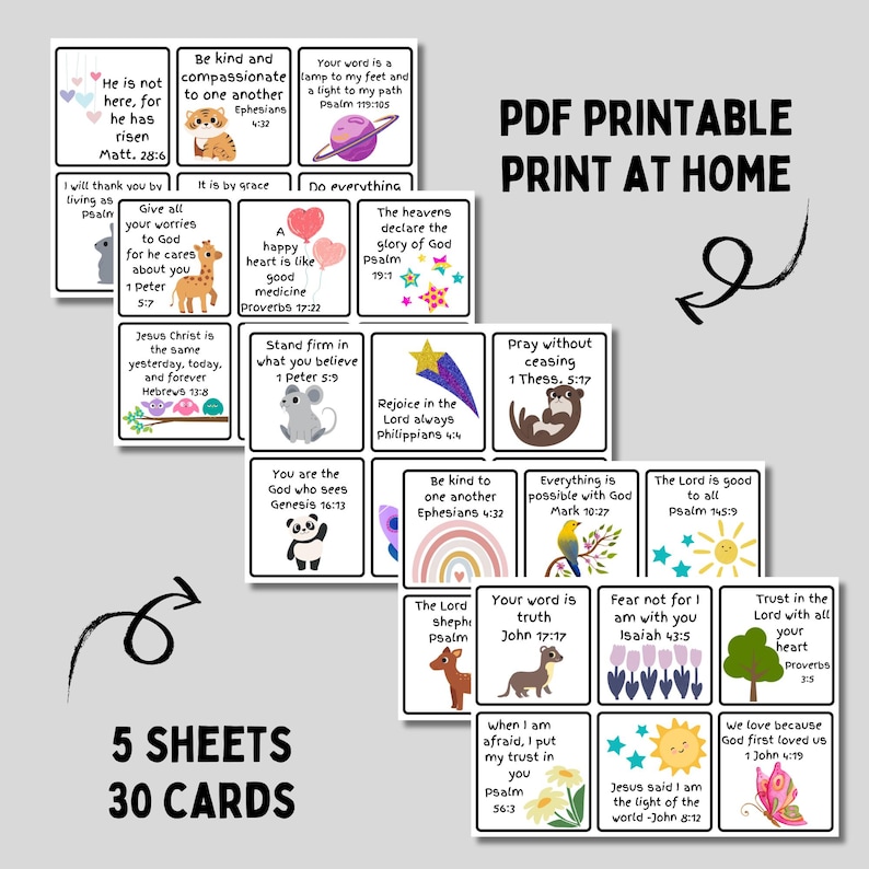 Kids Scripture Memory Cards With Bible Verses for Kids Lunch Box Cards ...