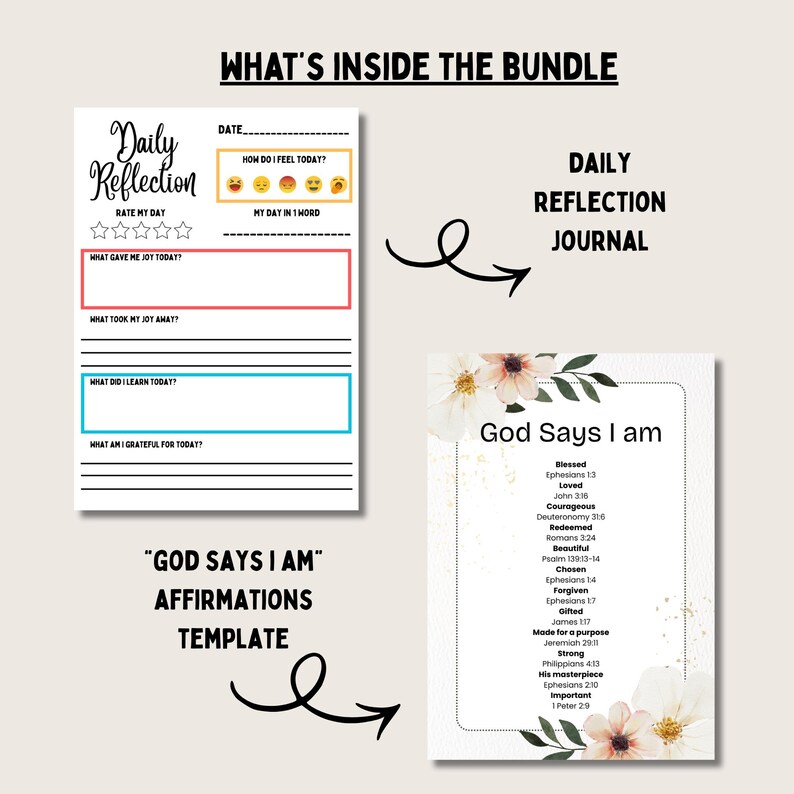 Bible Study Bundle Printable Prayer Journal Guide Christian Devotional Page Scripture Mapping Reflection Worksheet Monthly Calendar Verse image 4