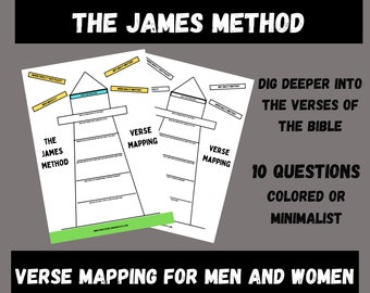 The James Method verse mapping journal, verse mapping for men, for women, bible study printable, verse mapping template, bible verse mapping