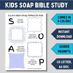 Bible Study Printable Soap Method Template Download Bible Worksheet for Children Sunday School Activity Teaching Resource Prayer Journal Pdf