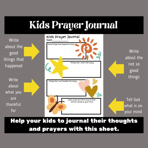 Prayer journal for kids, prayer journal printable, kids journal printable, printable journal pages, christian journal, bible study journal