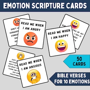 Tarjetas de emociones cristianas, versículos bíblicos imprimibles para emociones y sentimientos, tarjetas con escrituras para apoyo emocional