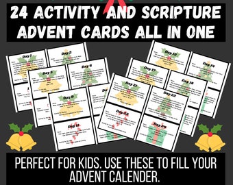 Advent calendar cards printable, advent calendar for kids religious, advent activities, christmas advent calendar, advent calendar fillers