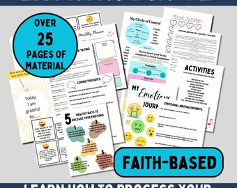Christian Emotion Printable Bible Verses Scripture Cards Anxiety Coping Workbook Journal Teen Faith Healing Resource Spiritual Wellness Mood