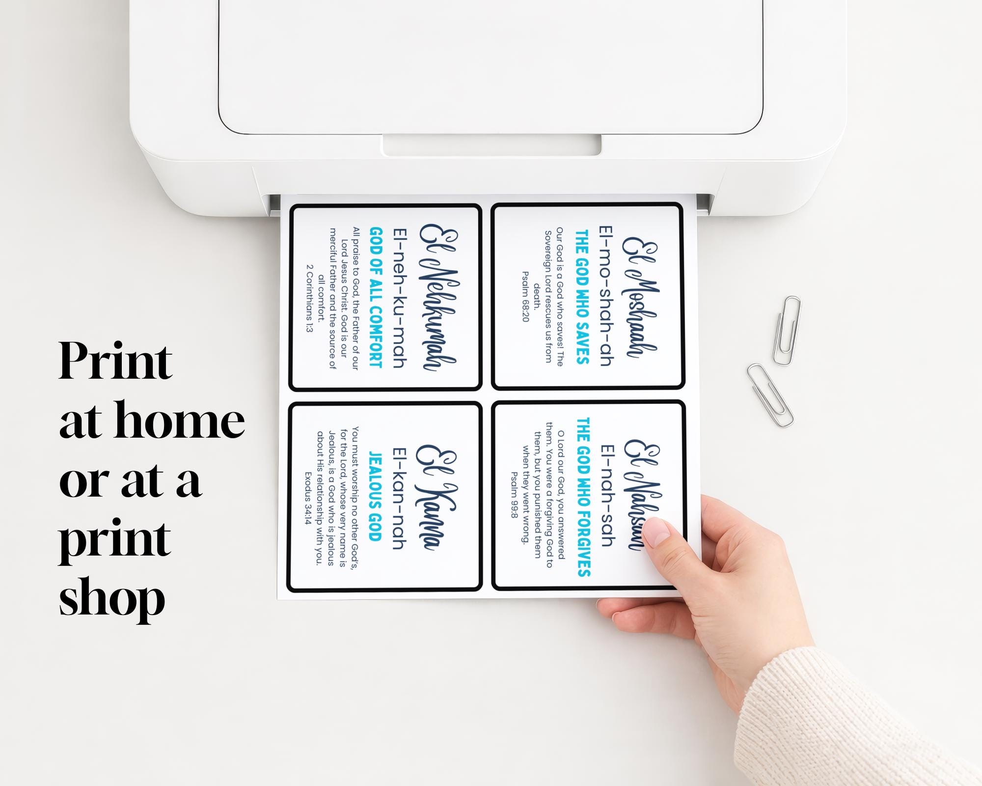 Names of God Printable Cards for Bible Verse Study on Hebrew Name ...