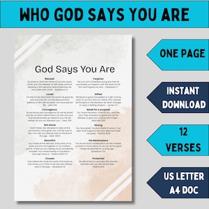 God says you are Christian affirmation printable who I am in Christ list of bible verses for adults my identity in Christ scripture list