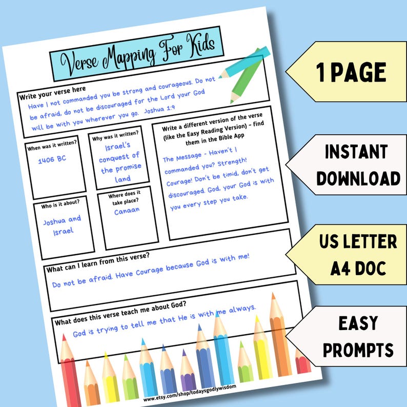 Script Mapping Kids Examples Verse Mapping Template for Kids Study Scripture Journal Printable ...