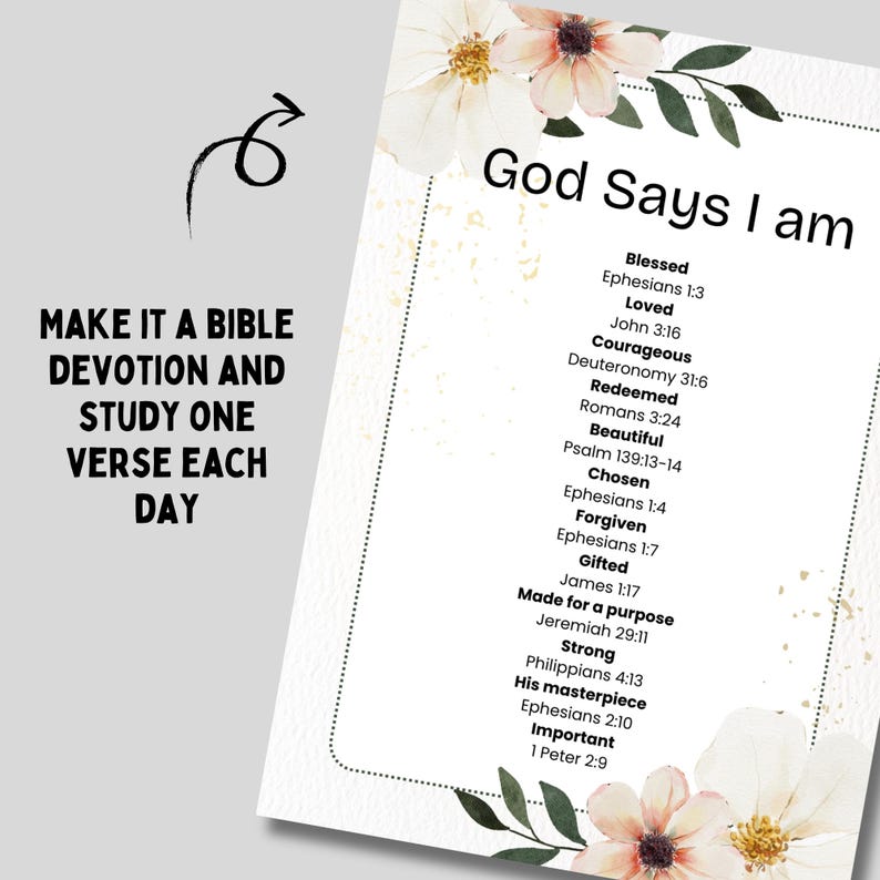 Who I Am in Christ Printable Bible Verses for Who God Says I Am Pdf ...