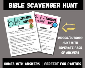 Bible scavenger hunt for youth, bible activities for kids, scavenger hunt for kids, bible games printable, vbs activities