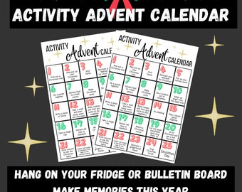 Activity advent calendar for kids, family advent calendar, family activities kids, advent calendar printable, advent activities printable