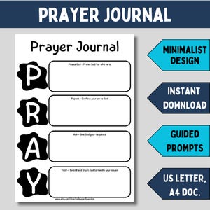 Printable prayer journal for adults Christian journal pages for prayer notebook template for reflection journal with prompts