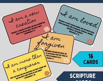 Who I am in Christ scripture cards for Christian affirmation cards with encouraging bible verse cards printable scripture memory cards
