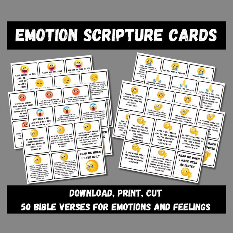 Bible Verses for Emotions and Feelings, Emotion Cards With Bible Verse