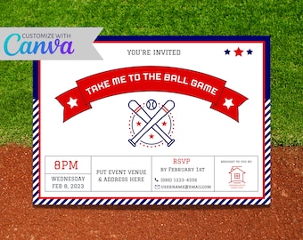 Invitation | Client Event | Take me to the Ball Game Event | Baseball Game| Canva Template | Real Estate Marketing | Digital Download