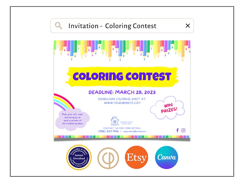 Invitation | Coloring Contest | Canva Template | Real Estate Marketing ...