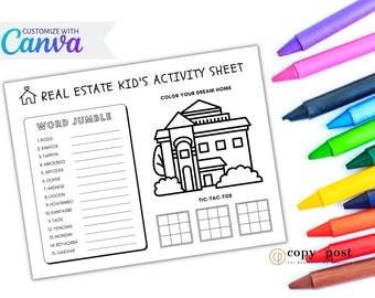 Kids Activity Sheet | Canva Template | Real Estate Marketing | Real Estate Tools | Realtor | Digital Download