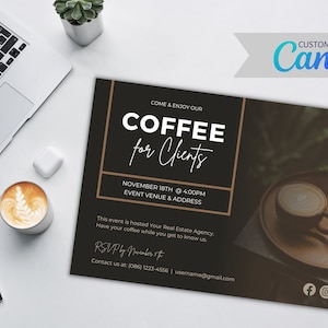 Invitations/Client Events - Coffee for Clients | Canva Template | Real Estate Marketing | Realtor | Digital Download