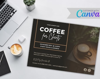 Invitations/Client Events - Coffee for Clients | Canva Template | Real Estate Marketing | Realtor | Digital Download