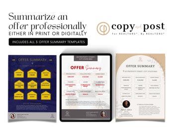 Offer Summary | Canva Template | Real Estate Marketing | Real Estate Tools | Realtor | Digital Download