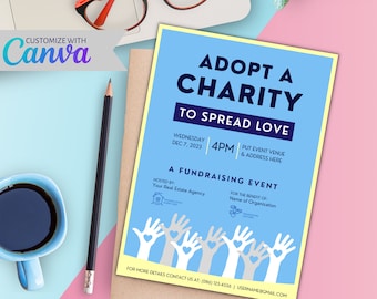 Invitations/Client Events - Adopt A Charity | Canva Template | Real Estate Marketing | Realtor | Digital Download