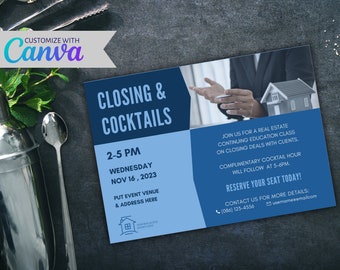 Invitations/Client Events  - Closing & Cocktails | Canva Template | Real Estate Marketing | Realtor | Digital Download