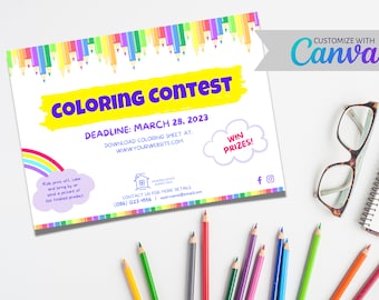 Invitation | Coloring Contest | Canva Template | Real Estate Marketing | Realtor | Digital Download | Client Contest
