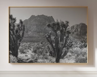 Joshua Tree Desert Print, Fine Art Photography, Wall Art Print, Boho Print, Landscape Desert Wall Art, Black and White, Digital Download