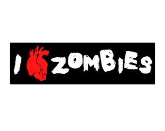 I Love Zombies Bumper Sticker, I Heart Zombies