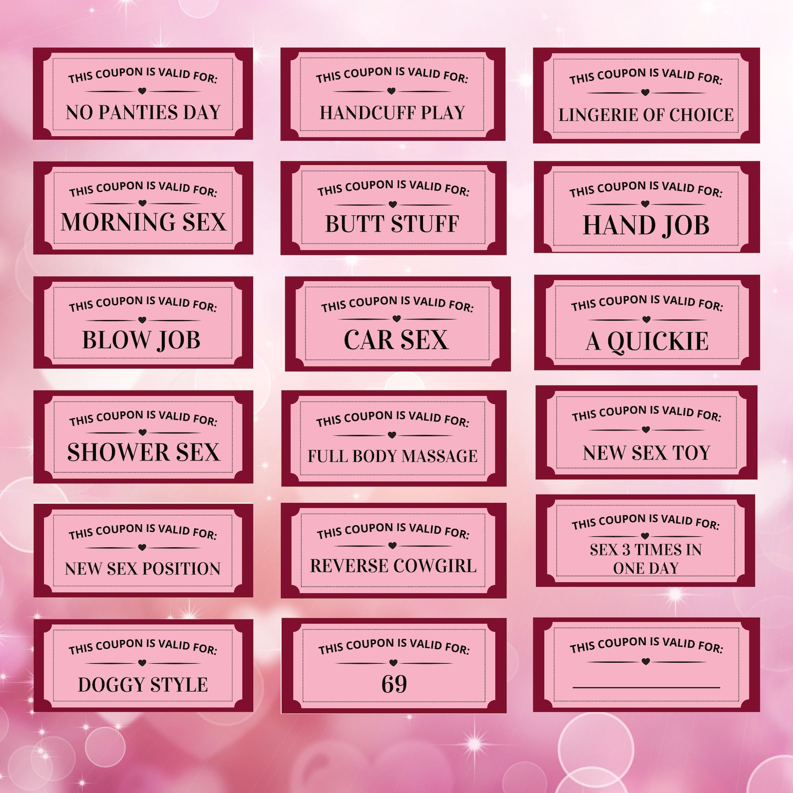 Naughty Love Coupons for Him Printable, Fathers Day Gift for Husband ...