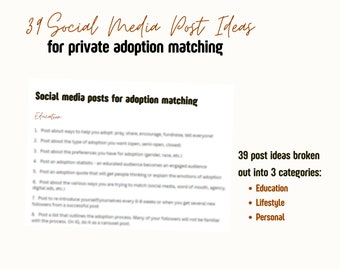 Private Adoption Social Media Post Ideas, Adoption Matching Made Easy, Facebook Adoption Post Ideas, IG Post Strategy, Digital Download