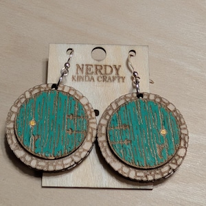 Fantasy Door Dangles, Accessory, Lightweight Earrings, Hypoallergenic Jewelry, Sterling Silver Hooks, Laser Cut Wood