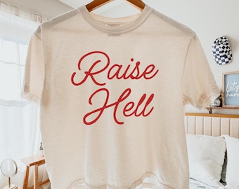 Raise Hell Boxy Crop Top, Human Rights Top, Feminist Graphic Tee, Protest Shirt, Gift for Activist, Women's Rights Shirt