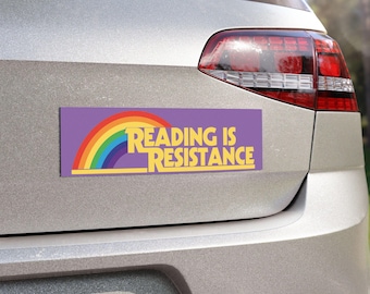 Reading Is Resistance Bumper Sticker or Magnet: Activist Book Lover Gift