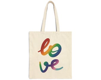 Pride Tote, Everyday Pride Canvas Tote, Love Who You Love Reusable Grocery Bag, Ally, LGBTQ+, Queer, Lesbian, Bisexual Pride Bag