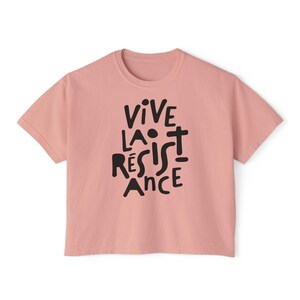 Comfort Colors®Vive La Résistance Crop Top, Feminist Shirt, Feminist Gift, Empowering Women, Anti-Fascist Shirt, Trans Rights, We The People Peachy