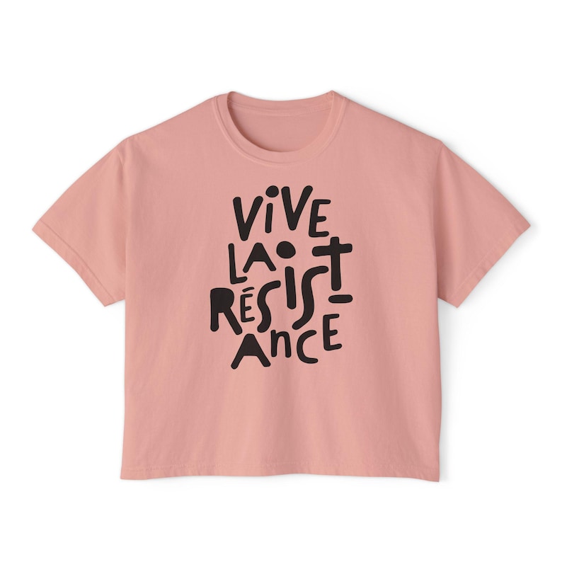 Comfort Colors®Vive La Résistance Crop Top, Feminist Shirt, Feminist Gift, Empowering Women, Anti-Fascist Shirt, Trans Rights, We The People Peachy
