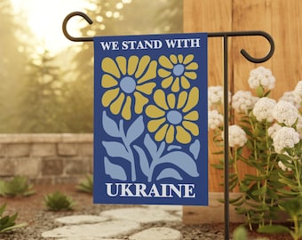 Vlag van Oekraïne, we staan met vlag van Oekraïne, vlag Oekraïne tuin, Heroyam Slava, Democratische bondgenoot, bord anti-maga tuin, Amerikanen voor Oekraïne