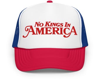 アメリカには王はいない トラッカーハット、愛国的な帽子、アメリカの帽子、7 月 4 日のトラッカーハット、活動家への贈り物、抗議の服装、1776 年